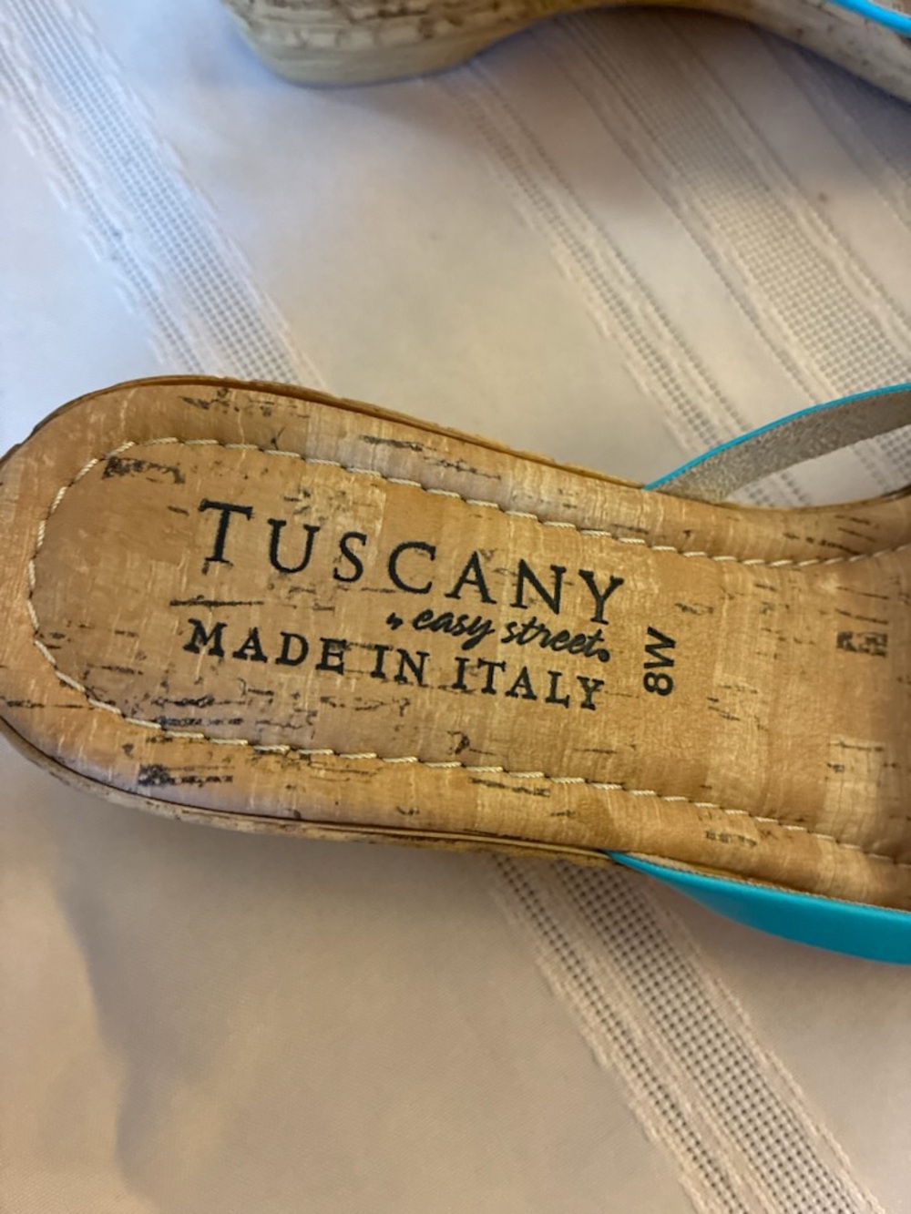 Blue Braided Cork Wedge Sandals - Women's - Picture 2 of 5